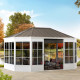 Cenador de jardín Birkett 366x488cm en aluminio blanco y acero marrón - Sunjoy