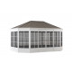 Cenador de jardín Birkett 366x488cm en aluminio blanco y acero marrón - Sunjoy