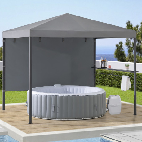 Cenador de jardín Kabru 220x280cm en acero antracita y mosquitera - Sunjoy