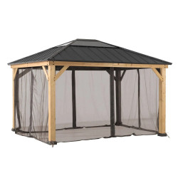 Juego de mosquiteras de poliéster caqui para cenador 393x452cm - Sunjoy