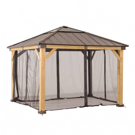 Juego de mosquiteras de poliéster caqui para cenador de 273x273cm - Sunjoy