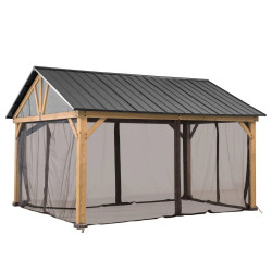 Juego de mosquiteras de poliéster caqui para cenador 465x404cm - Sunjoy