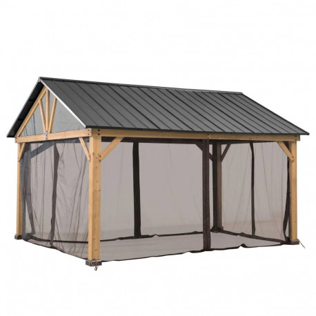 Juego de mosquiteras de poliéster caqui para cenador 465x404cm - Sunjoy
