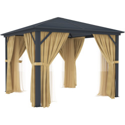 Cortinas para pérgola 300x300cm en aluminio antracita y policarbonato X-METAL
