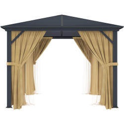 Cortinas para pérgola 360x360cm en aluminio antracita y policarbonato - X-METAL