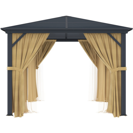 Cortinas para pérgola 360x360cm en aluminio antracita y policarbonato - X-METAL