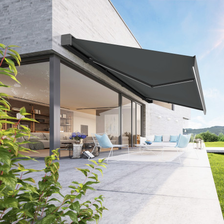 Toldo motorizado 400x350cm tejido poliéster antracita LEDY - X-METAL