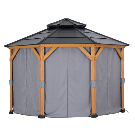 Cortinas de poliéster gris para cenador de jardín 395x395cm - Sunjoy