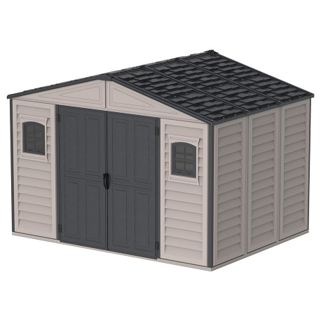 Caseta de Jardín WoodBridge II 10,5x8 de PVC + gris y antracita - DURAMAX
