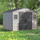 Caseta de Jardín WoodBridge II 10,5x8 de PVC + gris y antracita - DURAMAX