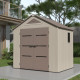 Caseta de jardín HDPE Sunlife 4,5m² crema y marrón + suelo - JOBU