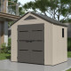 Caseta de jardín HDPE Sunlife 4,5m² crema y gris + suelo - JOBU