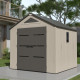 Caseta de jardín HDPE Sunlife 6,15m² crema y gris + suelo - JOBU