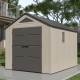 Caseta de jardín HDPE Sunlife 7,8m² crema y gris + suelo - JOBU