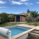 Caseta de jardín de madera compuesta 28 mm aspecto madera envejecida 9m² PREMIUM techo plano - Woodlife Garden