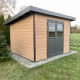Caseta de jardín de madera compuesta 28 mm aspecto madera envejecida 9m² PREMIUM techo plano - Woodlife Garden