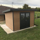 Caseta de jardín de madera compuesta 28 mm aspecto madera envejecida 9m² PREMIUM techo plano - Woodlife Garden