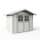 Caseta de jardín PVC 4,9m ² DECO de color blanco y gris verdoso Grosfillex