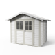 Caseta de jardín PVC 4,9m ² DECO de color blanco y gris verdoso Grosfillex