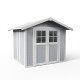  Caseta de jardín PVC 4,9m² DECO de color gris claro y blanco Grosfillex
