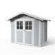  Caseta de jardín PVC 4,9m² DECO de color gris claro y blanco Grosfillex