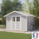 Caseta de jardín de PVC 7,5m² DECO gris claro y blanco Grosfillex
