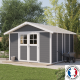 Caseta de jardín de PVC 11,2m² DECO gris oscuro y blanco Grosfillex