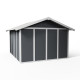 Caseta de jardín de PVC 11,2m² DECO gris oscuro y blanco Grosfillex