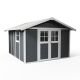 Caseta de jardín de PVC 11,2m² DECO gris oscuro y blanco Grosfillex