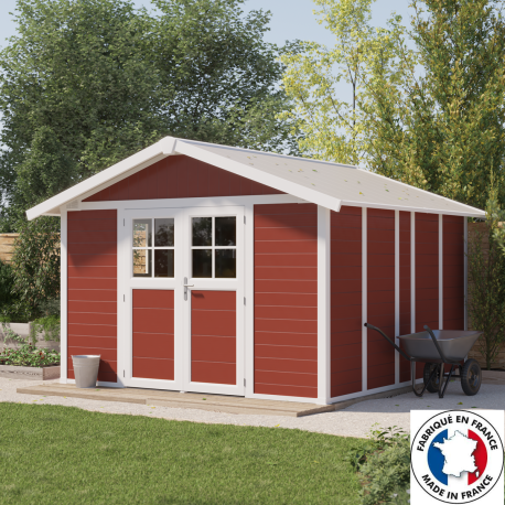 Caseta de jardín de PVC 11,2m² DECO rojo y blanco Grosfillex