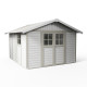 Caseta de jardín en PVC 11,2m² DECO blanca y gris verdosa Grosfillex