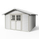 Caseta de jardín en PVC 11,2m² DECO blanca y gris verdosa Grosfillex