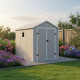 Caseta de jardín de resina beige 5,32m² + kit de base - JOBU