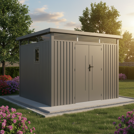 Caseta de jardín de acero galvanizado Kosto 8,64m² + kit de anclaje - X-Metal
