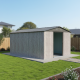 Caseta de jardín de metal beige de 11 m² Woodtouch + kit de anclaje X-METAL