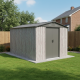 Caseta de jardín de metal beige de 7,15 m² Woodtouch + kit de anclaje X-METAL