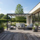 Pérgola autoportante con cubierta retráctil motorizada de aluminio negro grafito 3x4m - X-METAL
