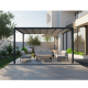 Pérgola autoportante con cubierta retráctil motorizada de aluminio negro grafito 3x4m - X-METAL