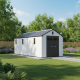 Caseta de jardín de resina cepillada DOCKER 14 m² con tragaluz y suelo - Jobu