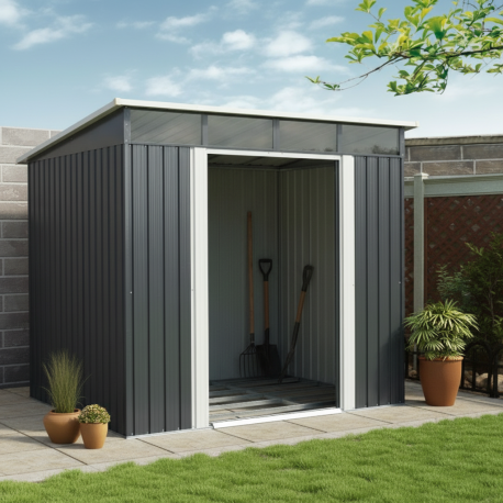 Caseta metálica 5,64m² Skylight antracita + kit de anclaje - X-METAL