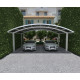 Cochera doble de 30 m² en aluminio lacado blanco y policarbonato transparente EAGLE - X-METAL