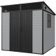 Caseta de jardín de resina cepillada DICKINS Skylight 4 m² gris y negro + suelo - JOBU