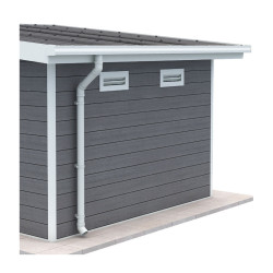 Kit canalones blanco listo para instalar para caseta PREMIUM Woodlife Garden techo a un agua con terraza de 4,7 m de largo