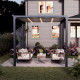 Pérgola autoportante con cubierta retráctil motorizada de aluminio negro grafito 3x3m - X-METAL