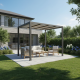 Pérgola autoportante con cubierta retráctil motorizada de aluminio negro grafito 3x3m - X-METAL