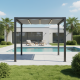 Pérgola autoportante con cubierta retráctil motorizada de aluminio negro grafito 3x3m - X-METAL