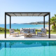 Pérgola autoportante con cubierta retráctil motorizada de aluminio negro grafito 3x4m - X-METAL
