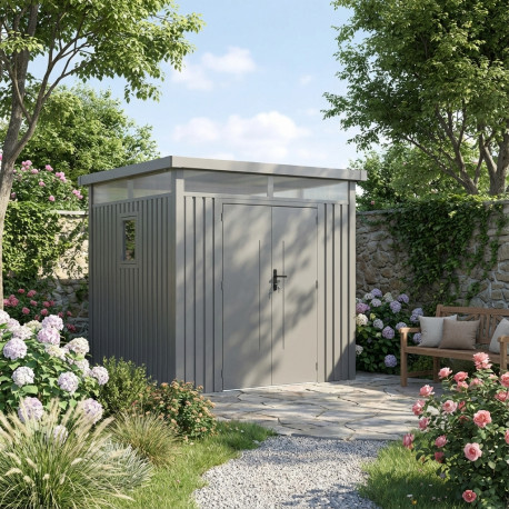 Caseta de jardín de acero galvanizado Kosto 5,29 m² + kit de anclaje - X-Metal