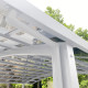 Cochera doble de 30 m² en aluminio lacado blanco y policarbonato transparente EAGLE - X-METAL