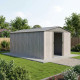 Caseta de jardín de metal beige de 11 m² Woodtouch + kit de anclaje X-METAL